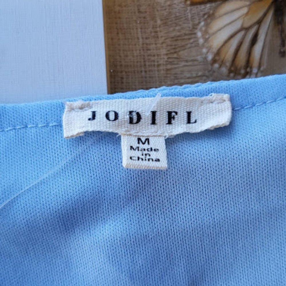 Pinkblush Light Blue V Neck Textured Swiss Dot Maternity Mini Dress Size Medium - Picture 10 of 10